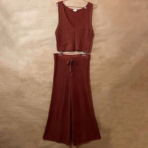 A.L.C. Matching Set Eloise Ribbed Tank Top & Martell Pants Deep Amber Size L/XL